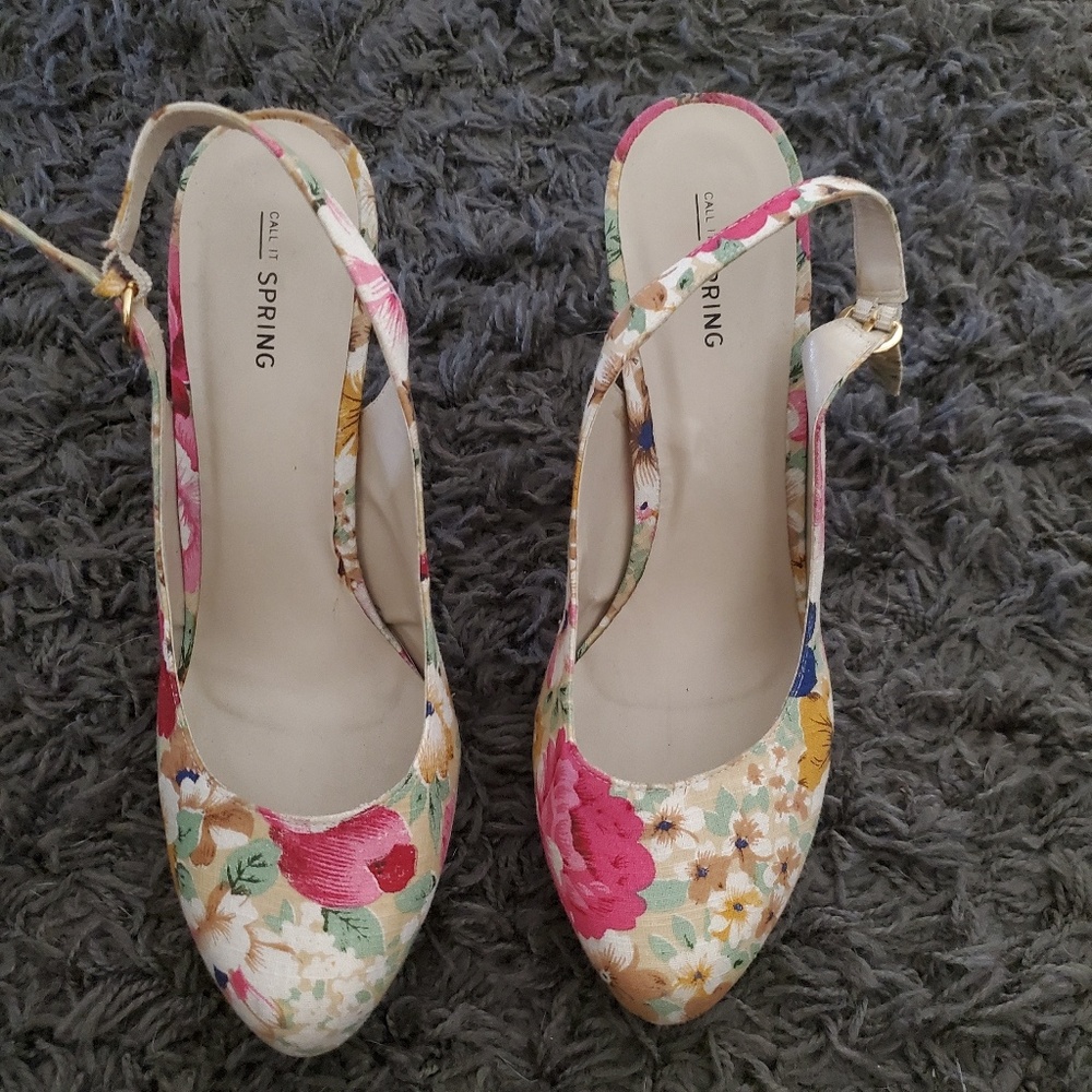 Call It Spring Strappy Floral Heels